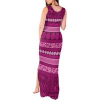 Fiji Marau na Kerisimasi Tank Maxi Dress Pink Tapa Masi Inspired Christmas - Polynesian Pride