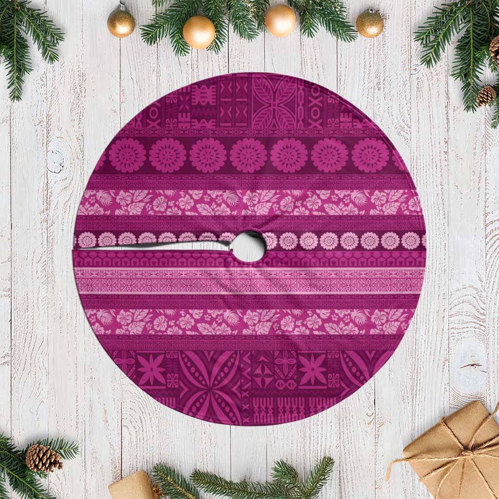 Fiji Marau na Kerisimasi Tree Skirt Pink Tapa Masi Inspired Christmas - Polynesian Pride