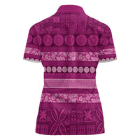 Fiji Marau na Kerisimasi Women Polo Shirt Pink Tapa Masi Inspired Christmas - Polynesian Pride