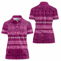 Fiji Marau na Kerisimasi Women Polo Shirt Pink Tapa Masi Inspired Christmas - Polynesian Pride