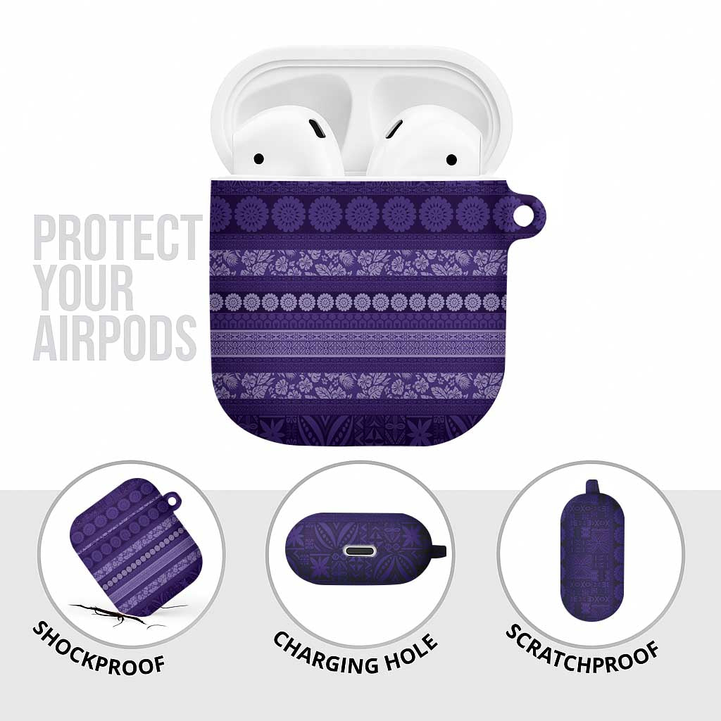 Fiji Marau na Kerisimasi AirPods Case Purple Tapa Masi Inspired Christmas - Polynesian Pride