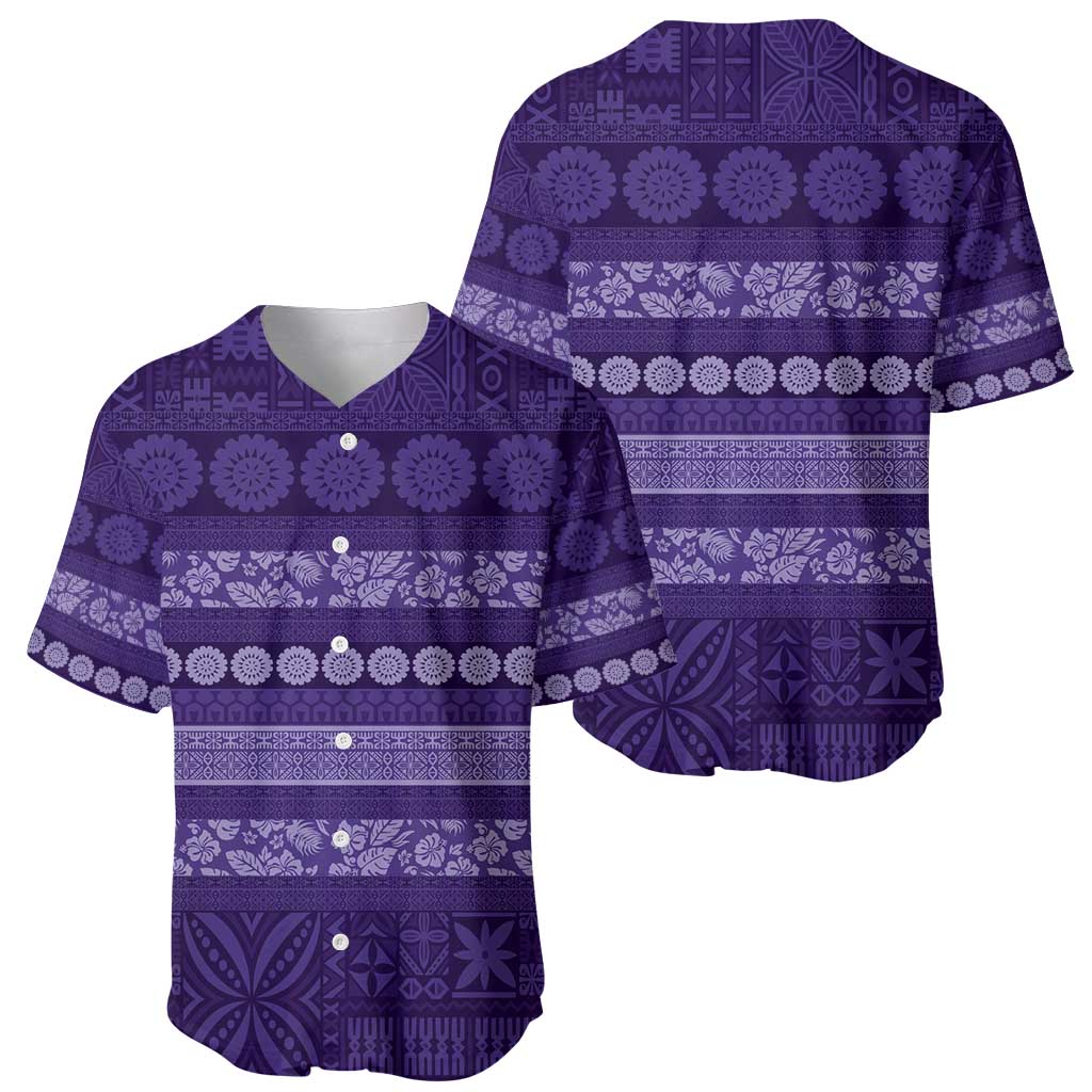 Fiji Marau na Kerisimasi Baseball Jersey Purple Tapa Masi Inspired Christmas - Polynesian Pride