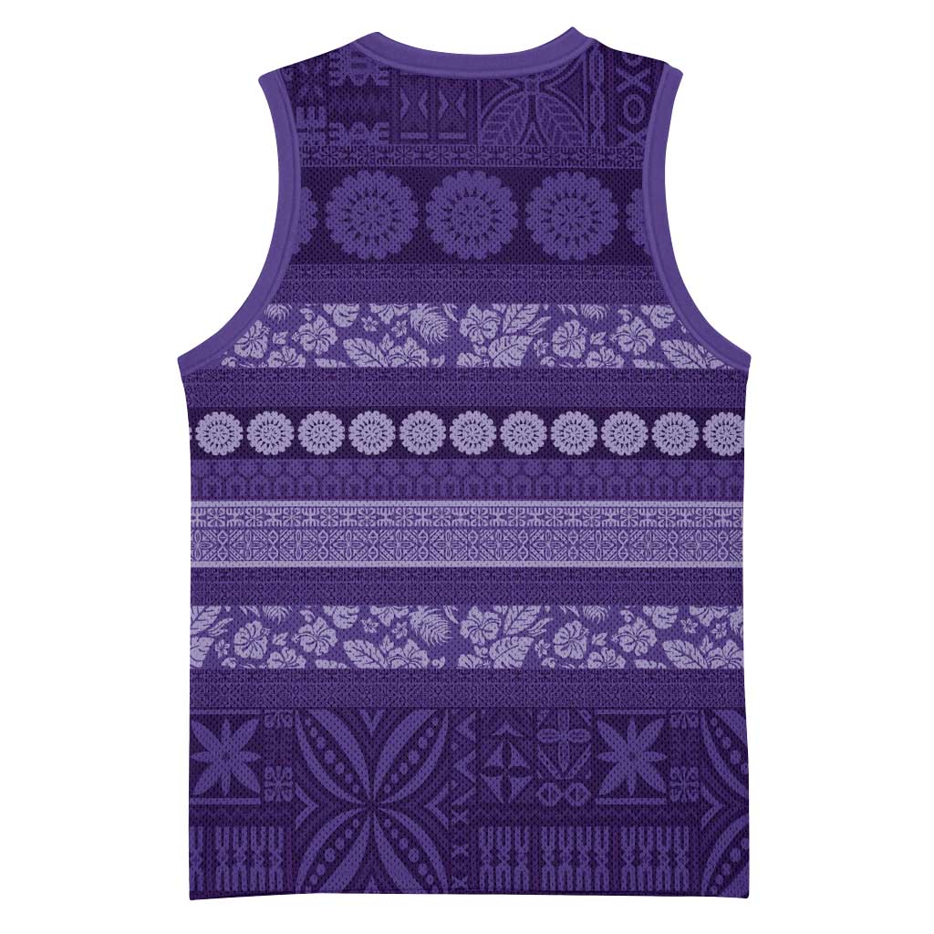 Fiji Marau na Kerisimasi Basketball Jersey Purple Tapa Masi Inspired Christmas - Polynesian Pride