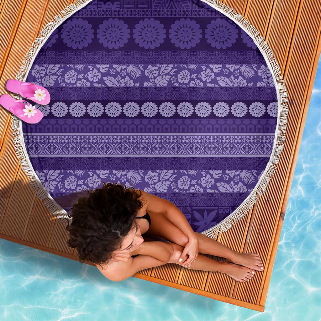 Fiji Marau na Kerisimasi Beach Blanket Purple Tapa Masi Inspired Christmas - Polynesian Pride