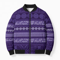 Fiji Marau na Kerisimasi Bomber Puffer Jacket Purple Tapa Masi Inspired Christmas - Polynesian Pride