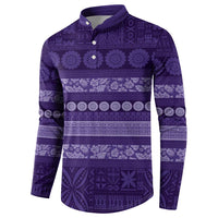Fiji Marau na Kerisimasi Button Sweatshirt Purple Tapa Masi Inspired Christmas - Polynesian Pride