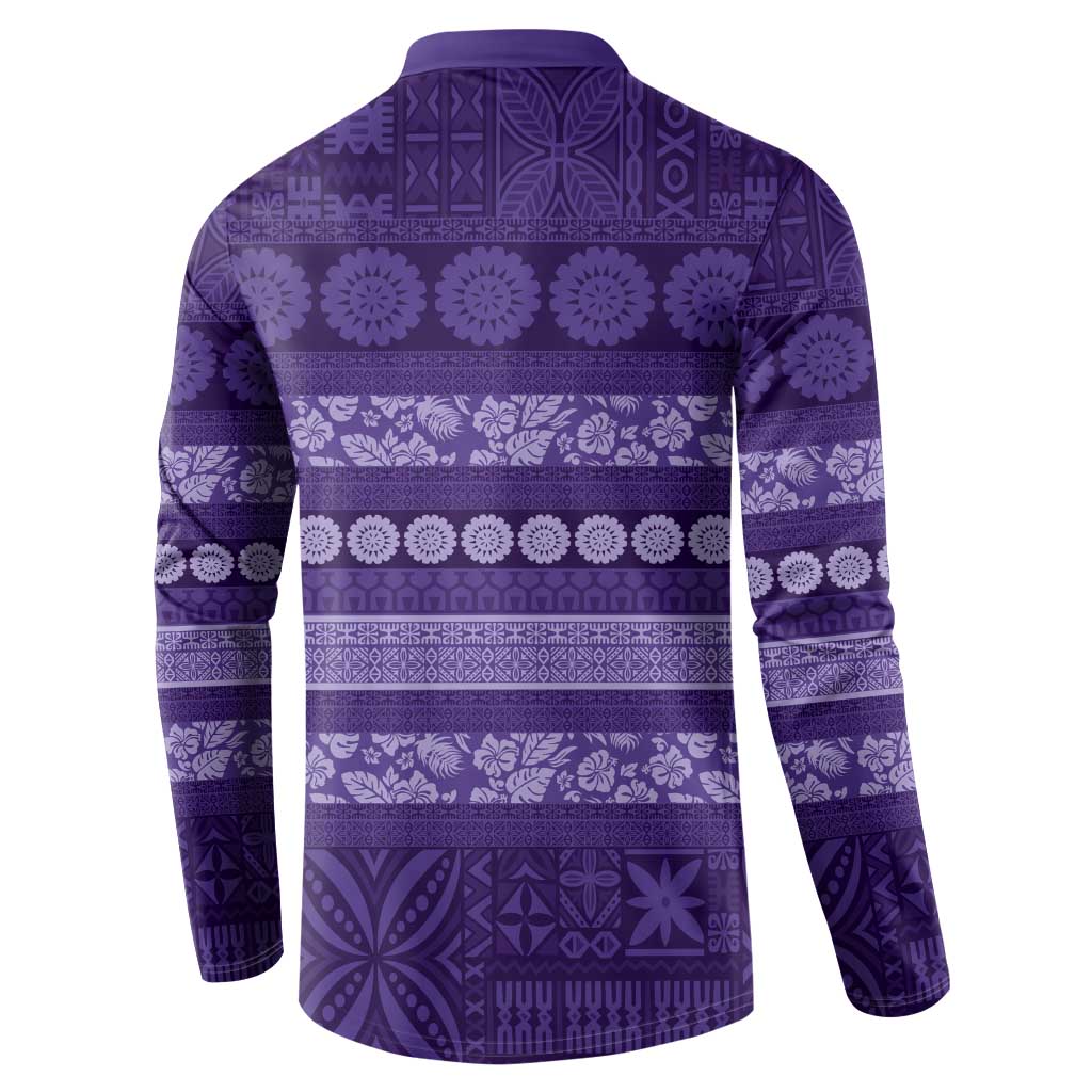 Fiji Marau na Kerisimasi Button Sweatshirt Purple Tapa Masi Inspired Christmas - Polynesian Pride