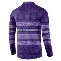 Fiji Marau na Kerisimasi Button Sweatshirt Purple Tapa Masi Inspired Christmas - Polynesian Pride