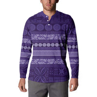 Fiji Marau na Kerisimasi Button Sweatshirt Purple Tapa Masi Inspired Christmas - Polynesian Pride