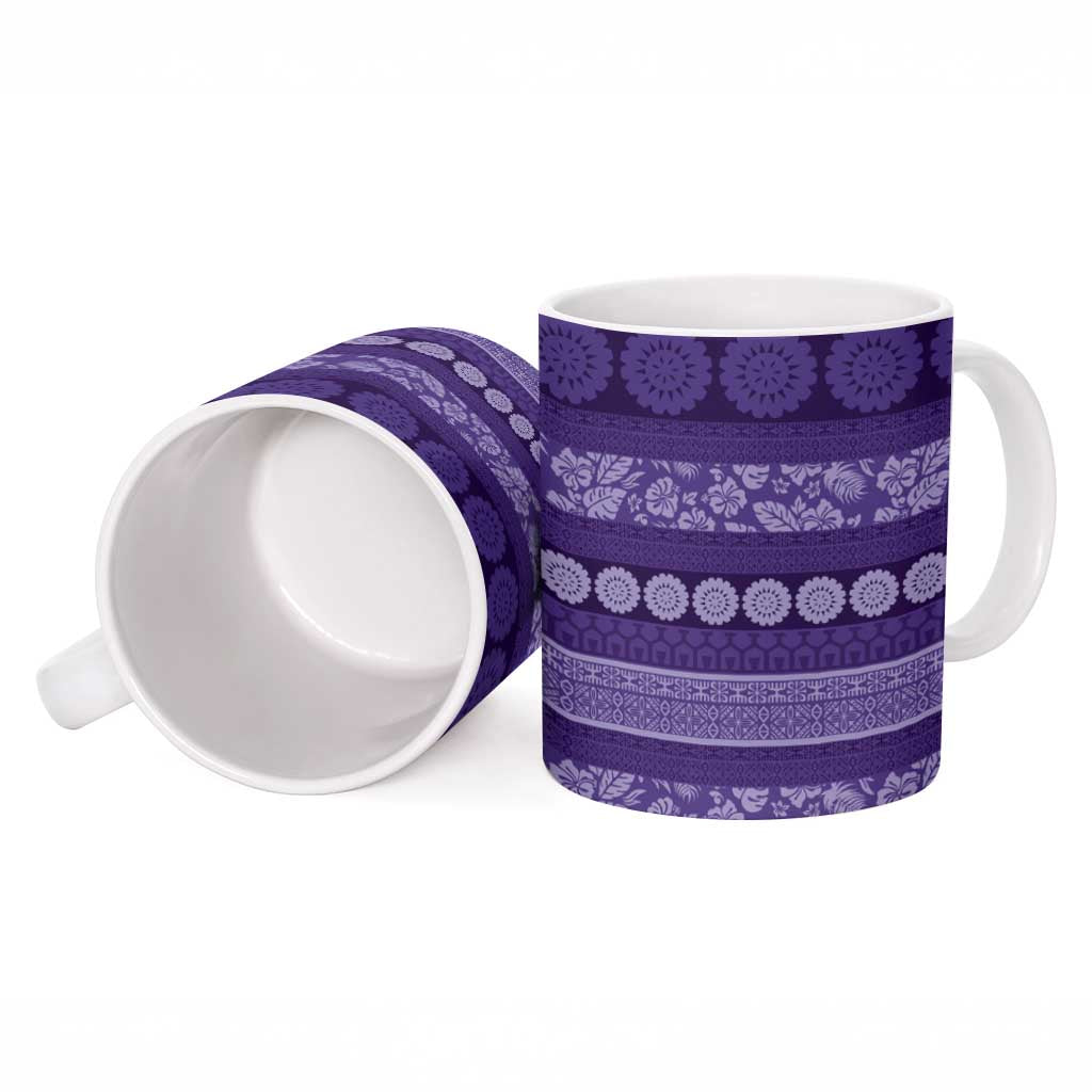 Fiji Marau na Kerisimasi Ceramic Mug Purple Tapa Masi Inspired Christmas - Polynesian Pride