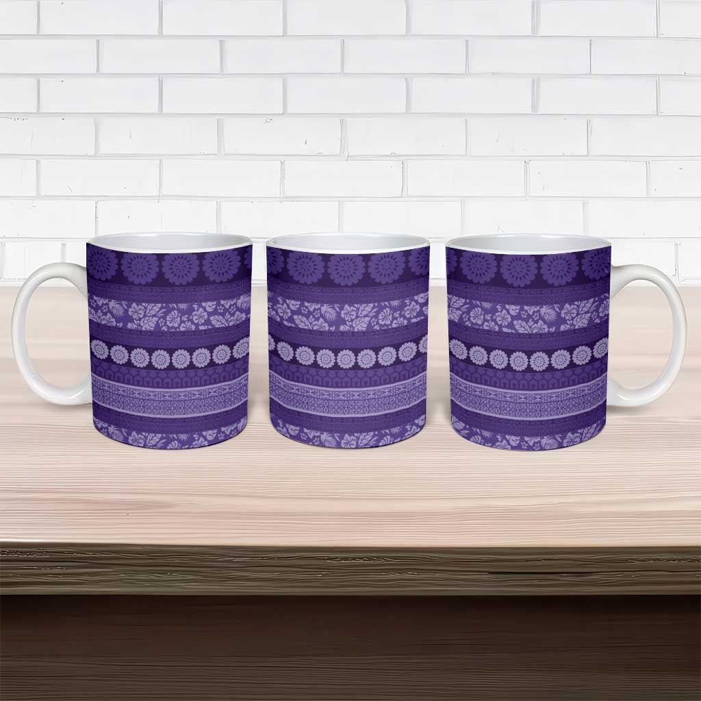Fiji Marau na Kerisimasi Ceramic Mug Purple Tapa Masi Inspired Christmas - Polynesian Pride