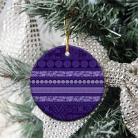 Fiji Marau na Kerisimasi Ceramic Ornament Purple Tapa Masi Inspired Christmas - Polynesian Pride