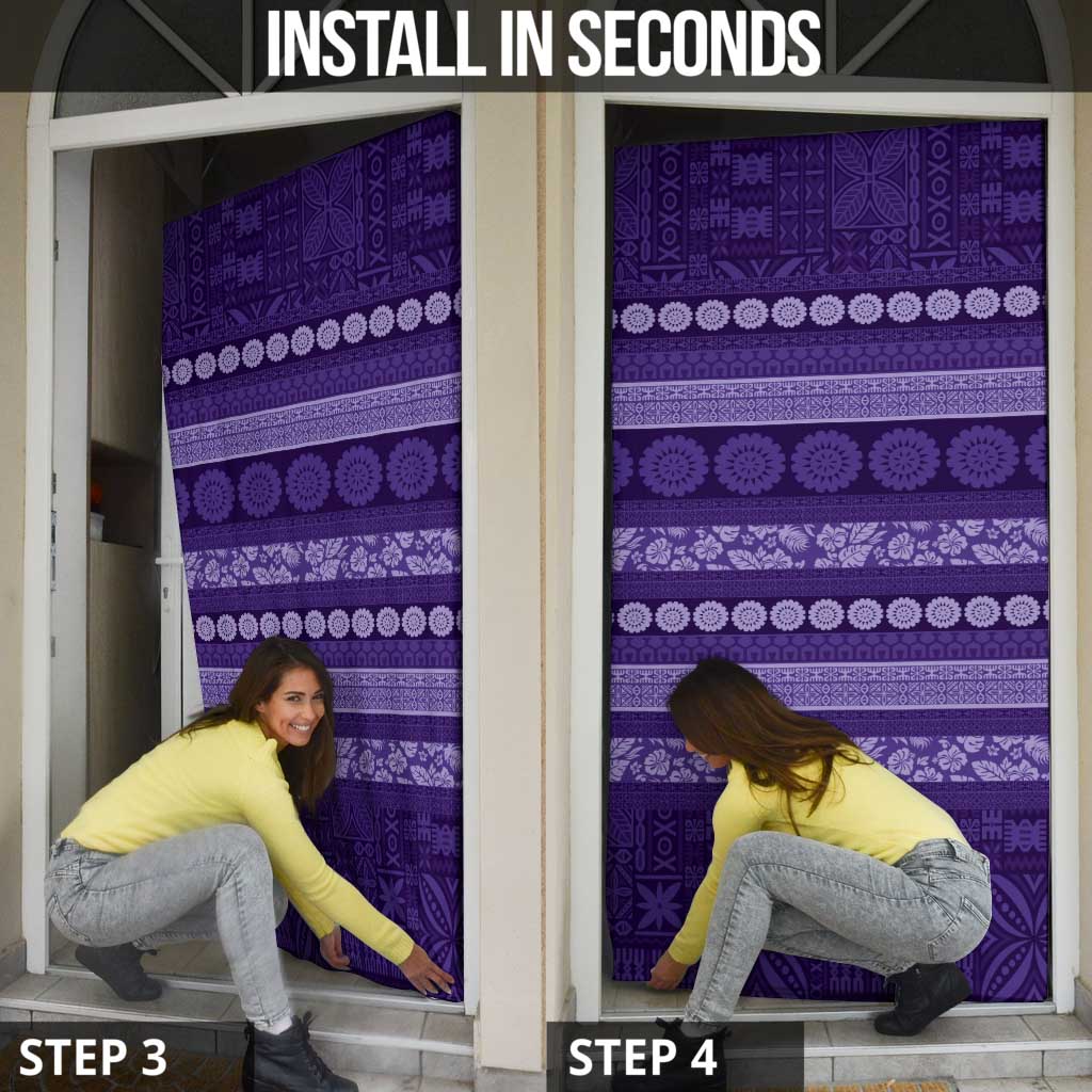 Fiji Marau na Kerisimasi Door Cover Purple Tapa Masi Inspired Christmas - Polynesian Pride