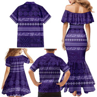 Fiji Marau na Kerisimasi Family Matching Mermaid Dress and Hawaiian Shirt Purple Tapa Masi Inspired Christmas - Polynesian Pride