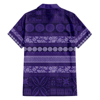 Fiji Marau na Kerisimasi Family Matching Off The Shoulder Long Sleeve Dress and Hawaiian Shirt Purple Tapa Masi Inspired Christmas - Polynesian Pride