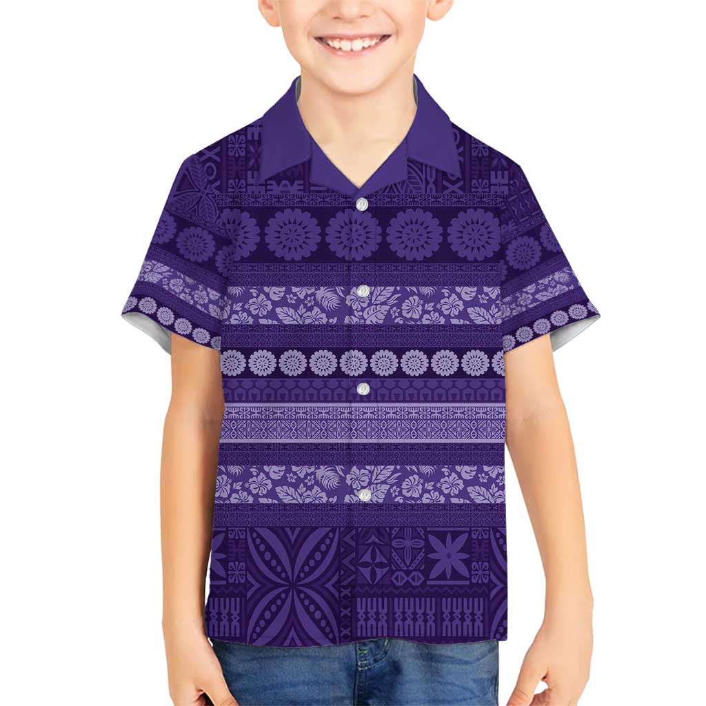 Fiji Marau na Kerisimasi Family Matching Puletasi and Hawaiian Shirt Purple Tapa Masi Inspired Christmas - Polynesian Pride