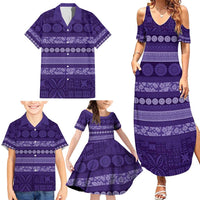 Fiji Marau na Kerisimasi Family Matching Summer Maxi Dress and Hawaiian Shirt Purple Tapa Masi Inspired Christmas - Polynesian Pride