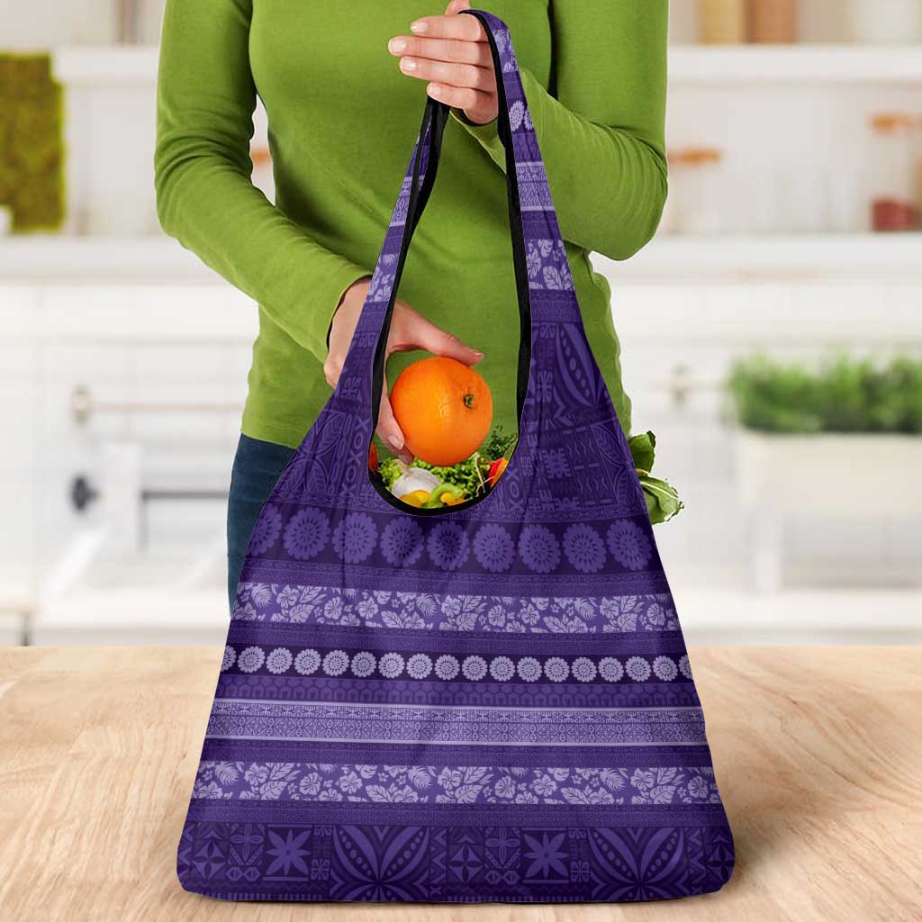 Fiji Marau na Kerisimasi Grocery Bag Purple Tapa Masi Inspired Christmas - Polynesian Pride