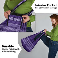 Fiji Marau na Kerisimasi Grocery Bag Purple Tapa Masi Inspired Christmas - Polynesian Pride