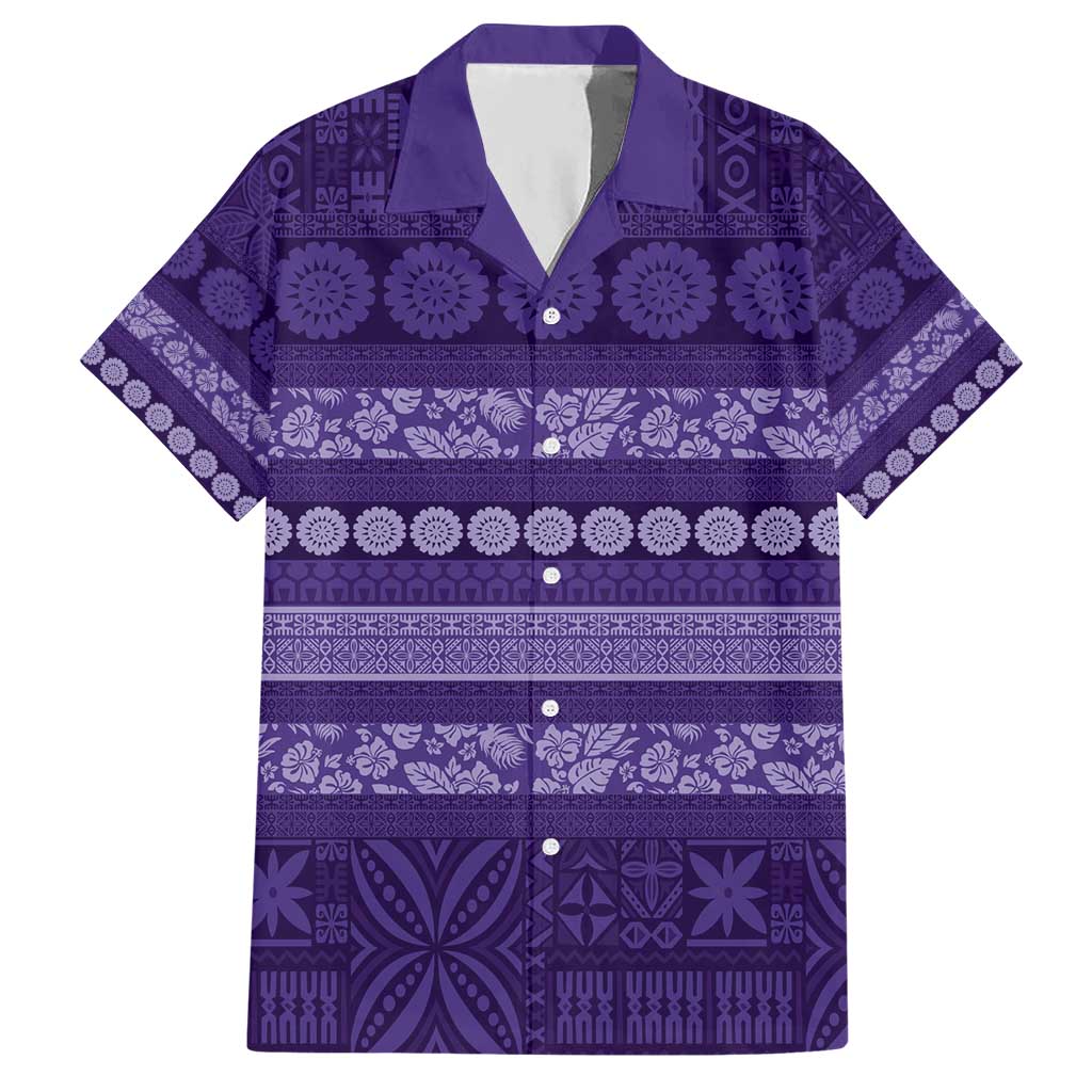 Fiji Marau na Kerisimasi Hawaiian Shirt Purple Tapa Masi Inspired Christmas - Polynesian Pride