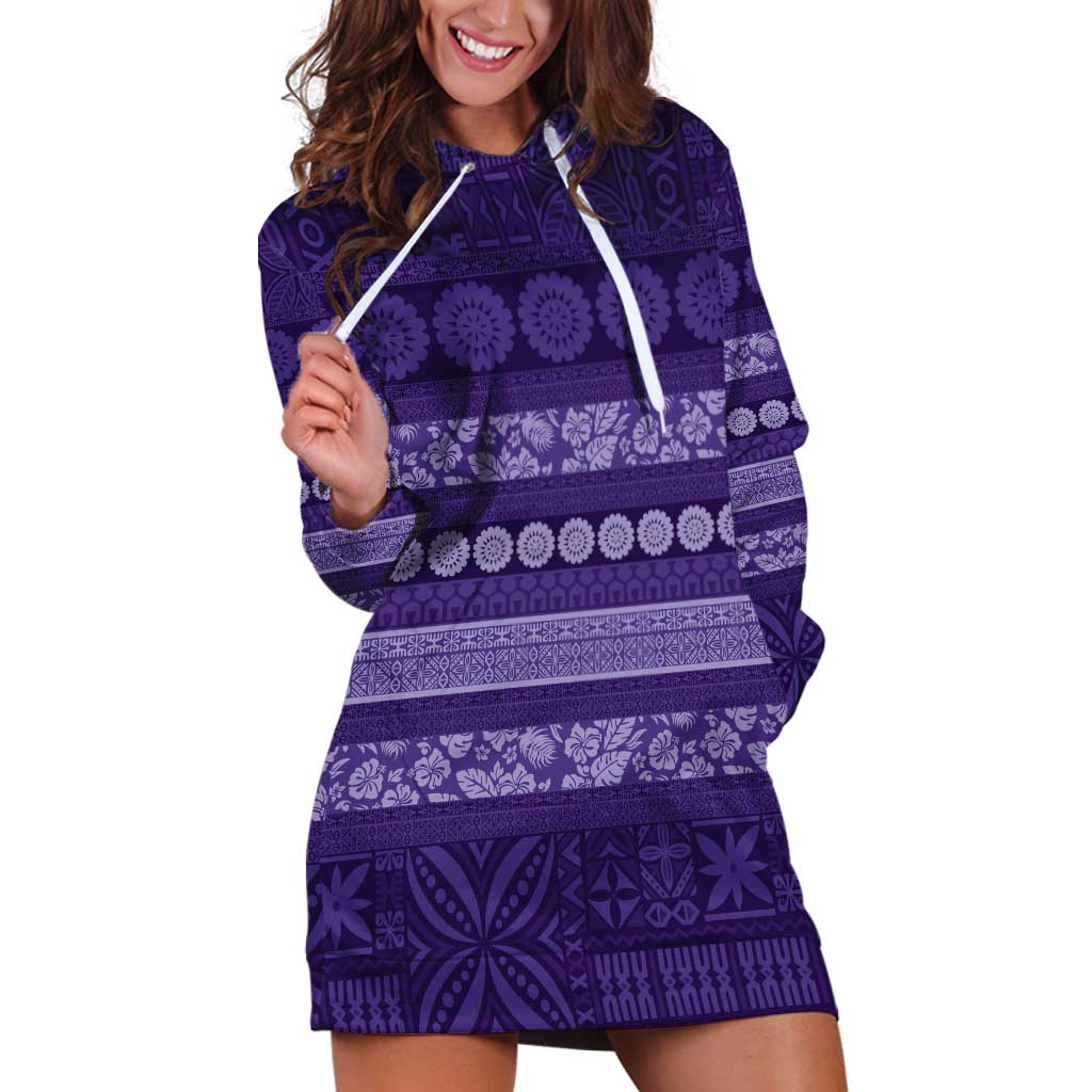 Fiji Marau na Kerisimasi Hoodie Dress Purple Tapa Masi Inspired Christmas - Polynesian Pride