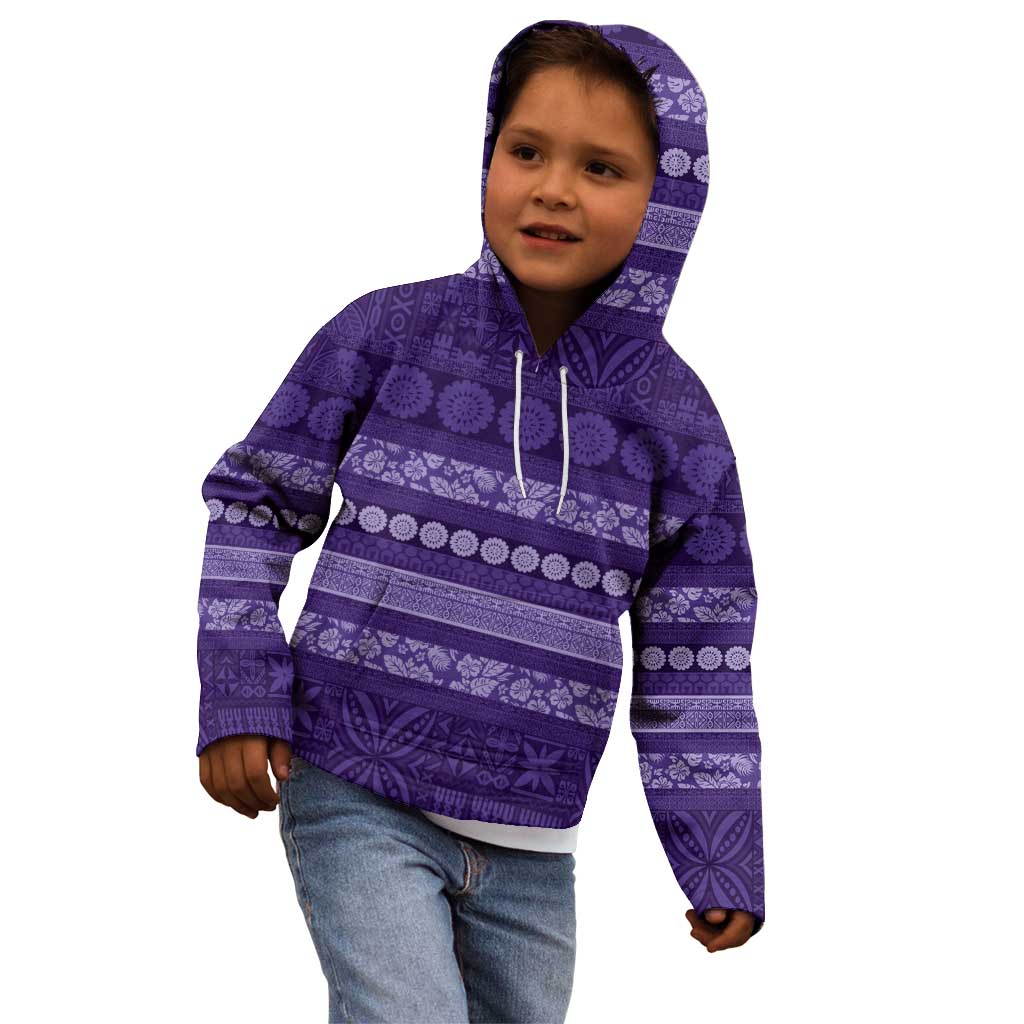 Fiji Marau na Kerisimasi Kid Hoodie Purple Tapa Masi Inspired Christmas - Polynesian Pride