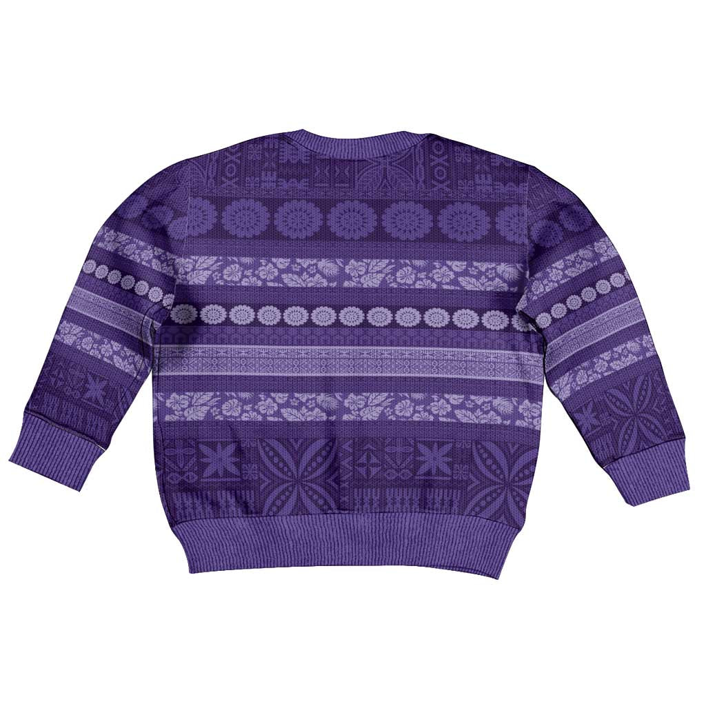 Fiji Marau na Kerisimasi Kid Ugly Christmas Sweater Purple Tapa Masi Inspired Christmas - Polynesian Pride