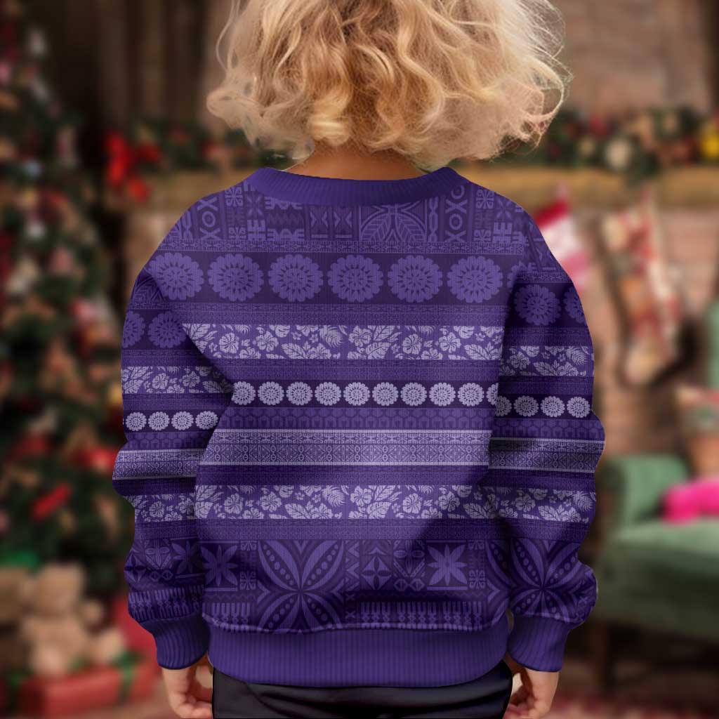 Fiji Marau na Kerisimasi Kid Ugly Christmas Sweater Purple Tapa Masi Inspired Christmas - Polynesian Pride