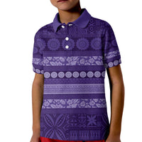Fiji Marau na Kerisimasi Kid Polo Shirt Purple Tapa Masi Inspired Christmas - Polynesian Pride