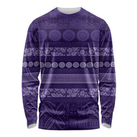 Fiji Marau na Kerisimasi Long Sleeve Shirt Purple Tapa Masi Inspired Christmas - Polynesian Pride