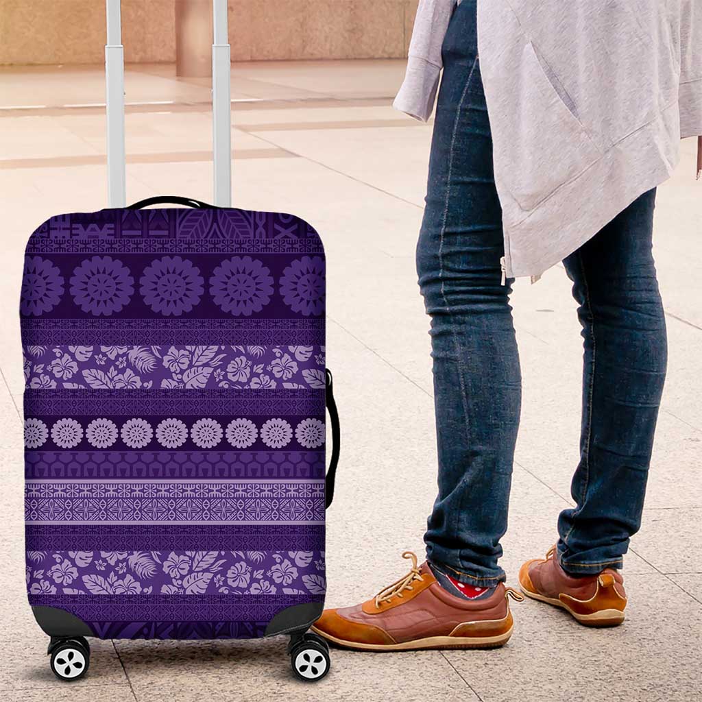 Fiji Marau na Kerisimasi Luggage Cover Purple Tapa Masi Inspired Christmas - Polynesian Pride