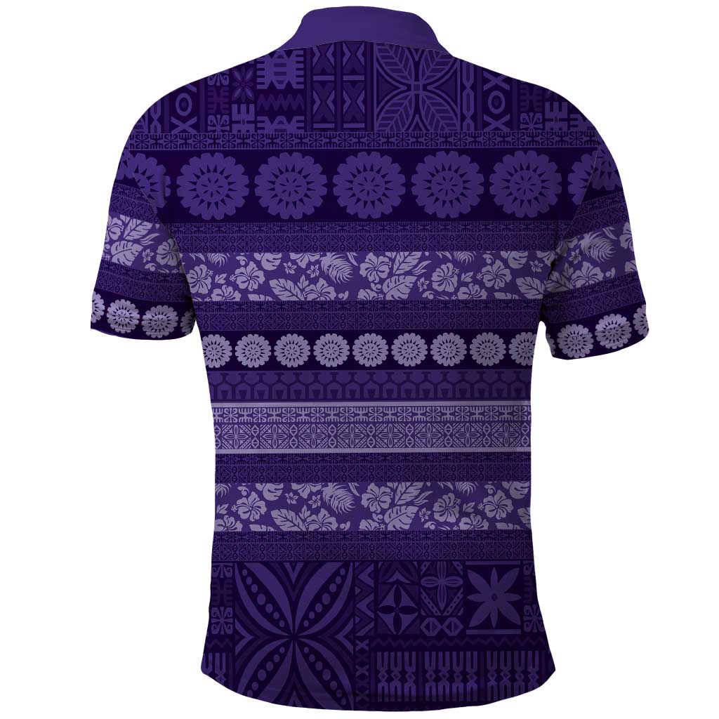 Fiji Marau na Kerisimasi Polo Shirt Purple Tapa Masi Inspired Christmas - Polynesian Pride