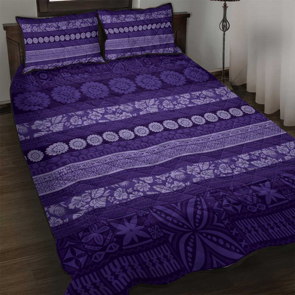 Fiji Marau na Kerisimasi Quilt Bed Set Purple Tapa Masi Inspired Christmas - Polynesian Pride