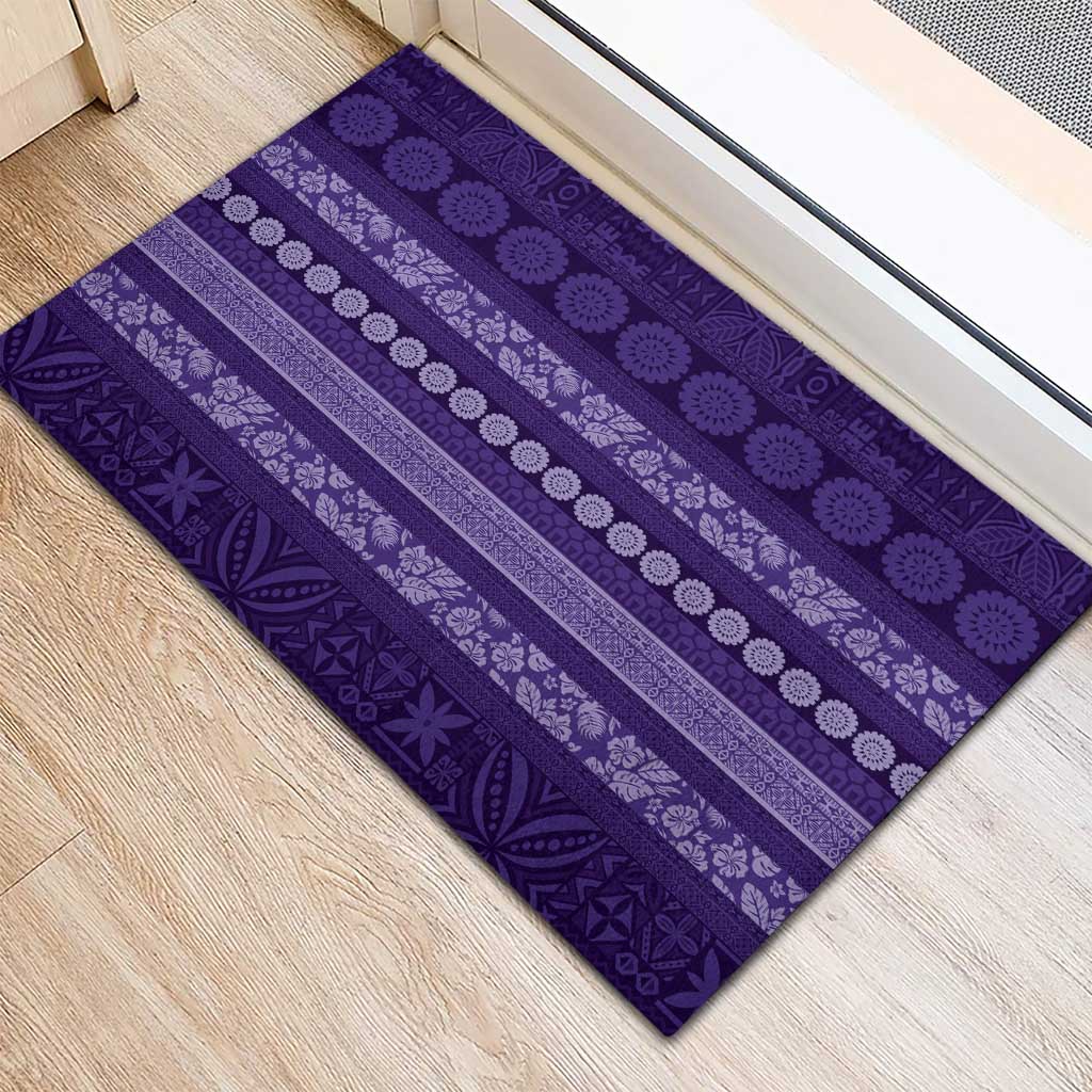 Fiji Marau na Kerisimasi Rubber Doormat Purple Tapa Masi Inspired Christmas - Polynesian Pride