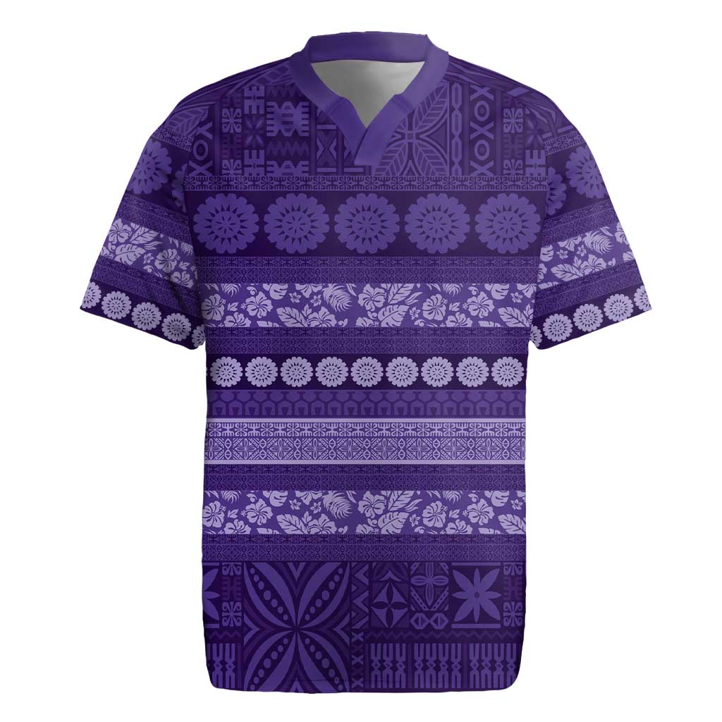 Fiji Marau na Kerisimasi Rugby Jersey Purple Tapa Masi Inspired Christmas - Polynesian Pride