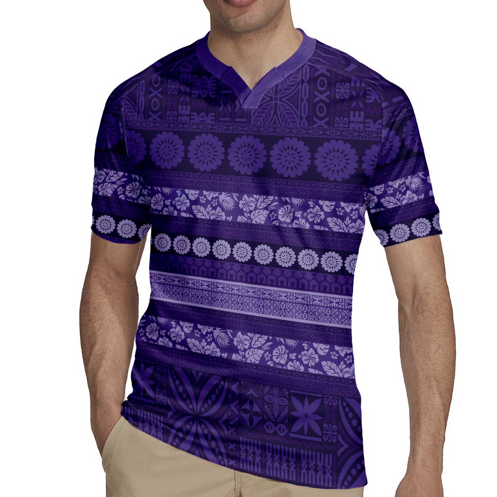 Fiji Marau na Kerisimasi Rugby Jersey Purple Tapa Masi Inspired Christmas - Polynesian Pride