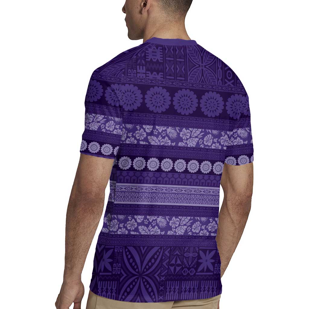 Fiji Marau na Kerisimasi Rugby Jersey Purple Tapa Masi Inspired Christmas - Polynesian Pride