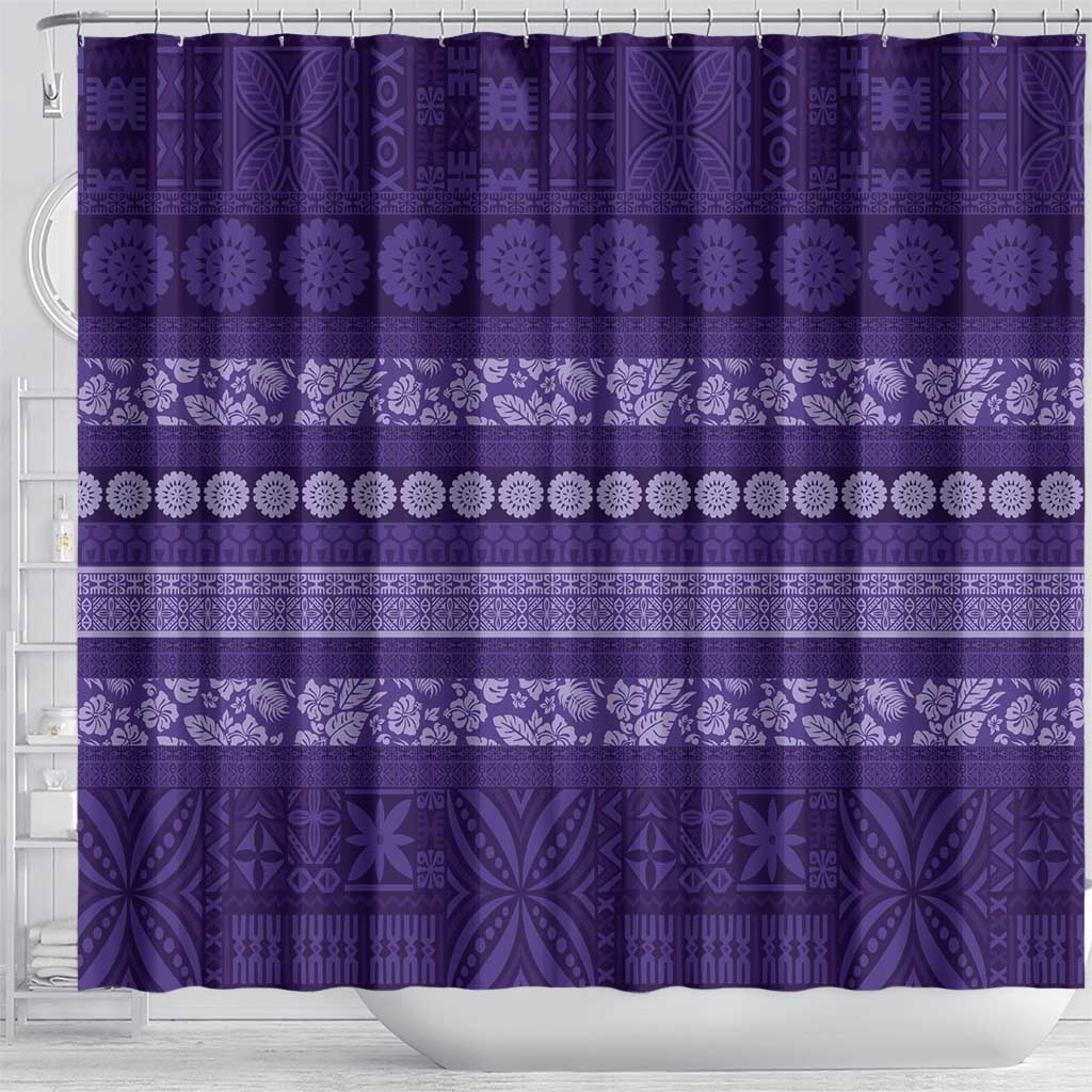Fiji Marau na Kerisimasi Shower Curtain Purple Tapa Masi Inspired Christmas - Polynesian Pride