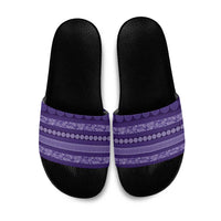 Fiji Marau na Kerisimasi Slide Sandals Purple Tapa Masi Inspired Christmas - Polynesian Pride