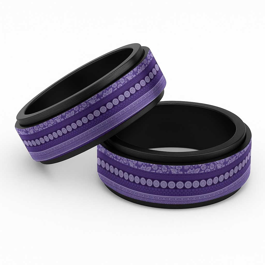 Fiji Marau na Kerisimasi Spinner Ring Purple Tapa Masi Inspired Christmas - Polynesian Pride