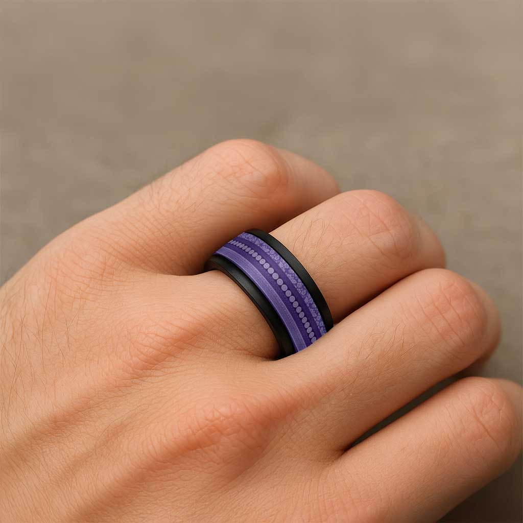 Fiji Marau na Kerisimasi Spinner Ring Purple Tapa Masi Inspired Christmas - Polynesian Pride