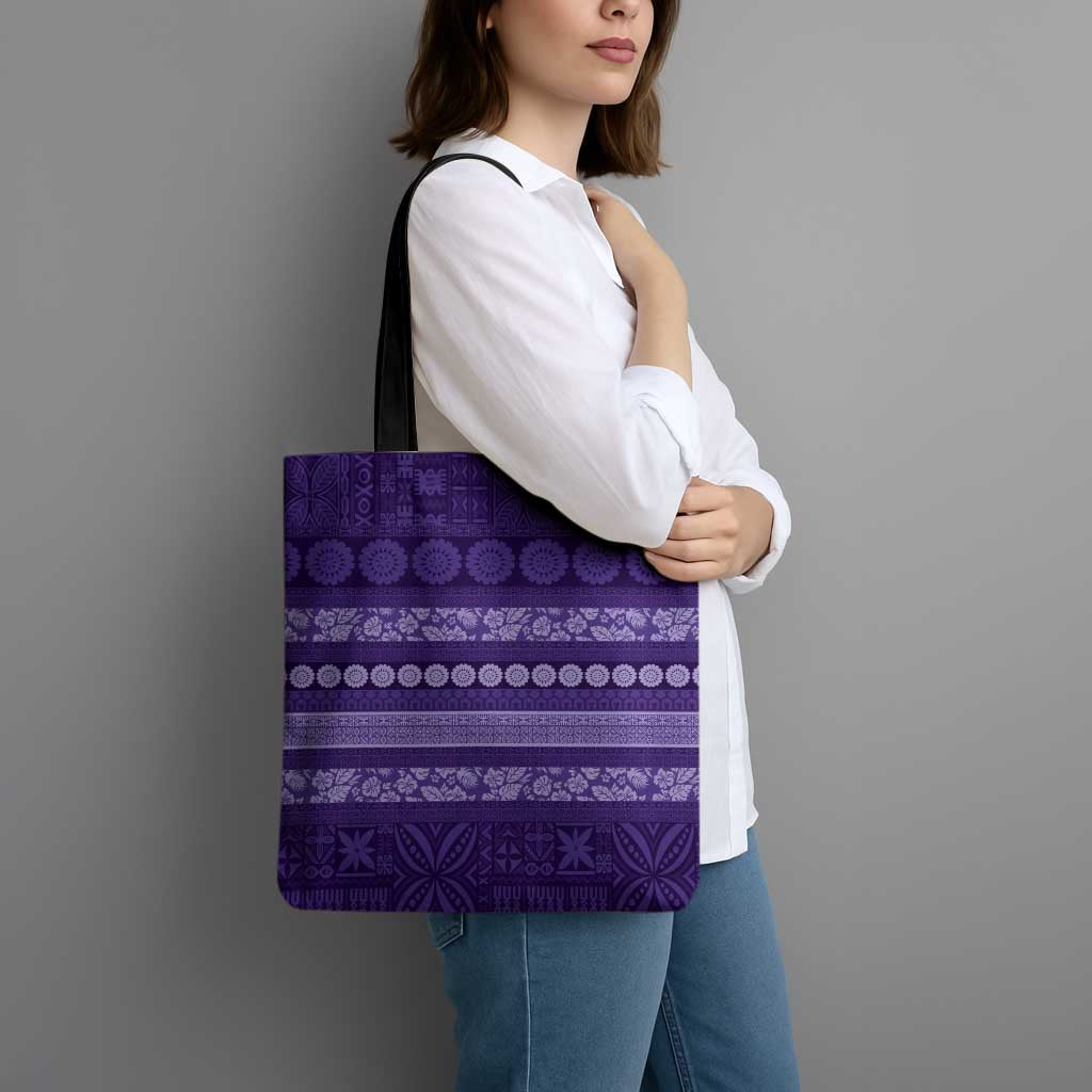 Fiji Marau na Kerisimasi Tote Bag Purple Tapa Masi Inspired Christmas - Polynesian Pride