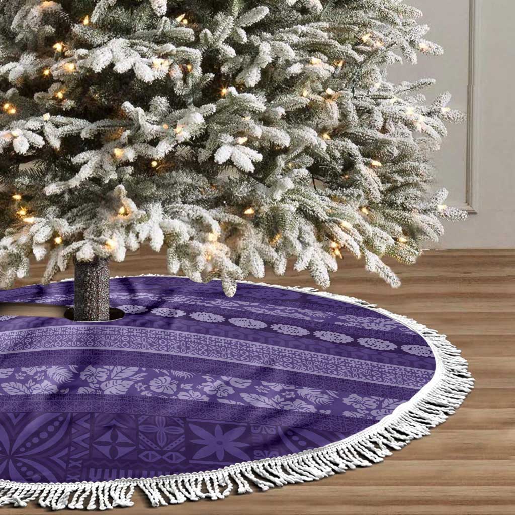 Fiji Marau na Kerisimasi Tree Skirt Purple Tapa Masi Inspired Christmas - Polynesian Pride