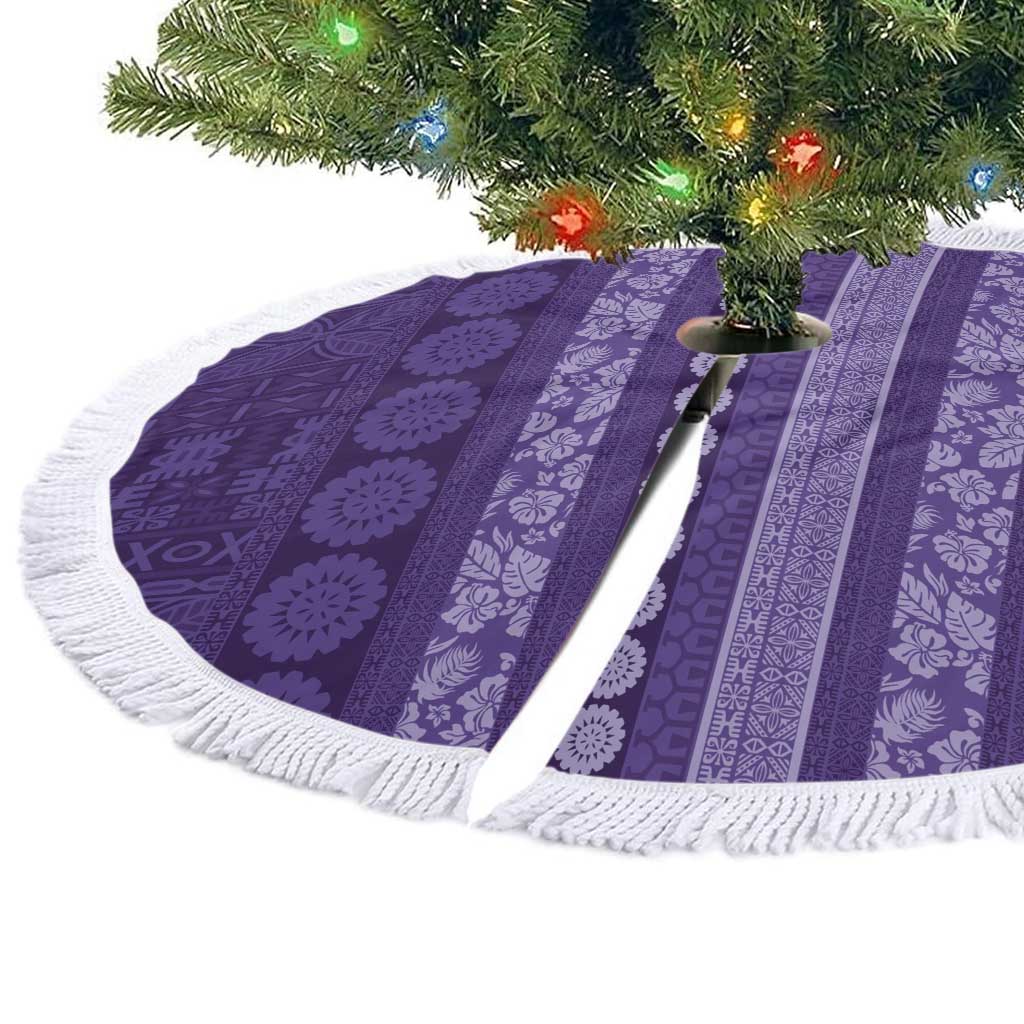 Fiji Marau na Kerisimasi Tree Skirt Purple Tapa Masi Inspired Christmas - Polynesian Pride
