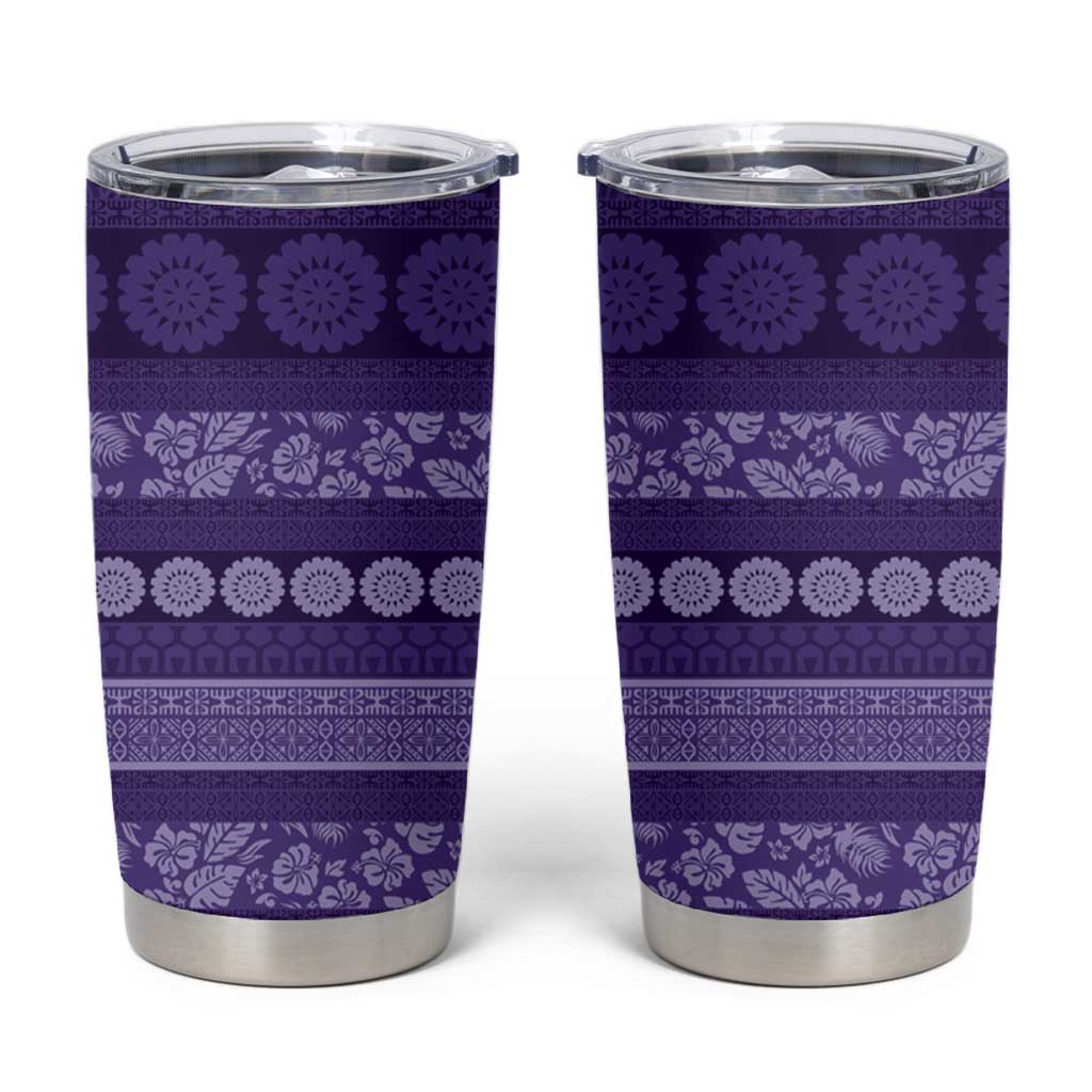 Fiji Marau na Kerisimasi Tumbler Cup Purple Tapa Masi Inspired Christmas - Polynesian Pride