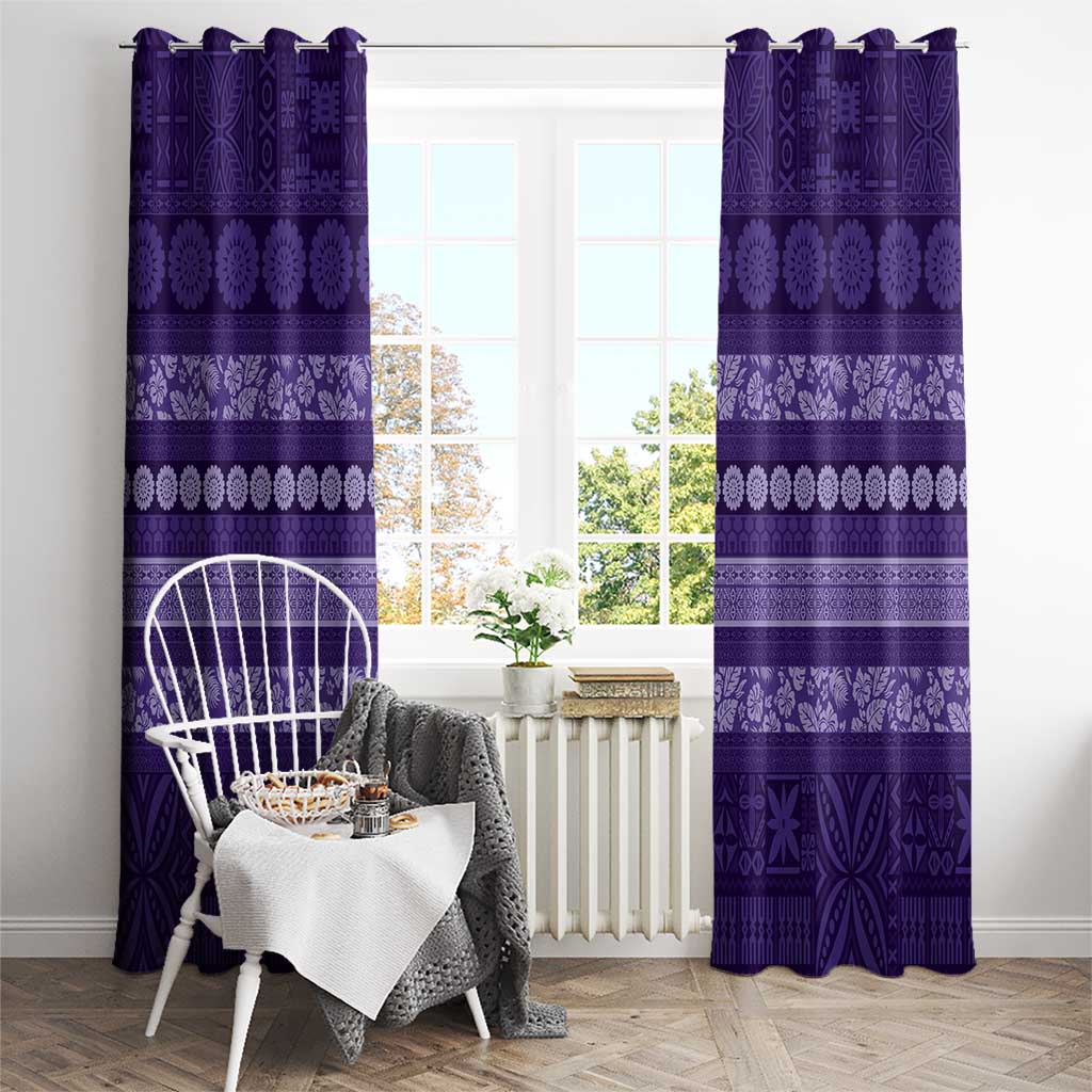 Fiji Marau na Kerisimasi Window Curtain Purple Tapa Masi Inspired Christmas - Polynesian Pride