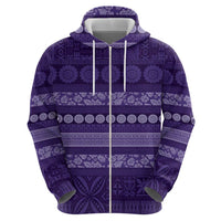 Fiji Marau na Kerisimasi Zip Hoodie Purple Tapa Masi Inspired Christmas - Polynesian Pride
