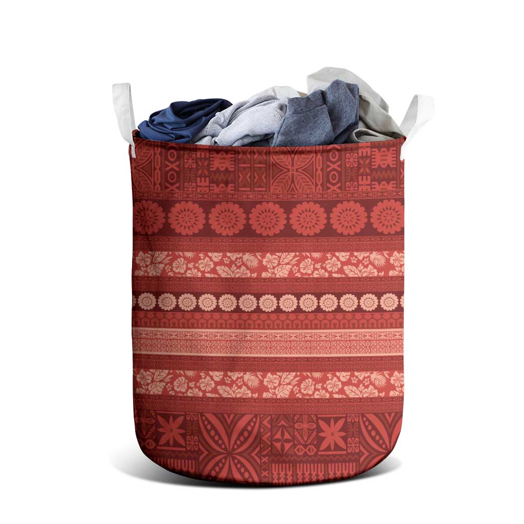 Fiji Marau na Kerisimasi Laundry Basket Red Tapa Masi Inspired Christmas - Polynesian Pride