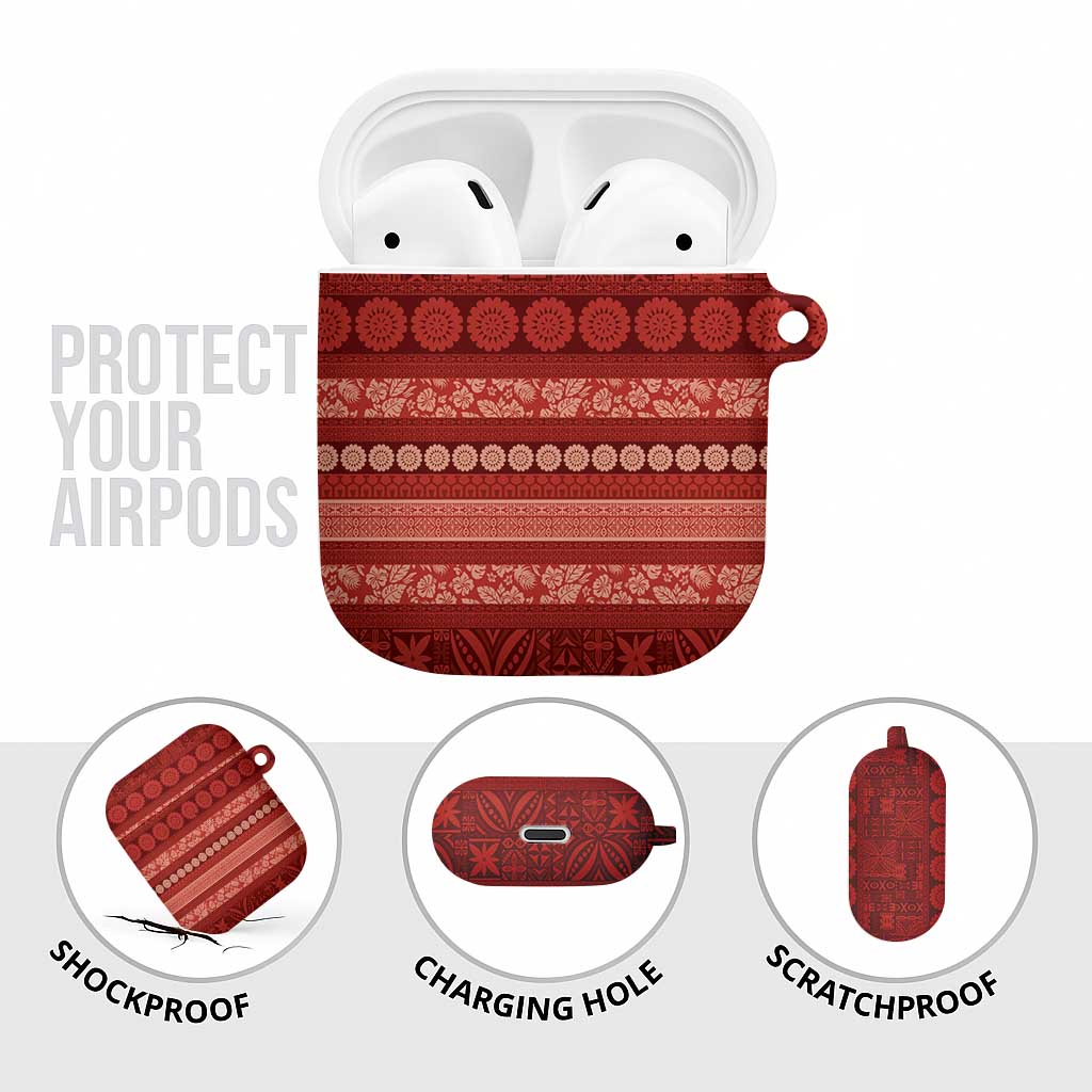 Fiji Marau na Kerisimasi AirPods Case Red Tapa Masi Inspired Christmas - Polynesian Pride