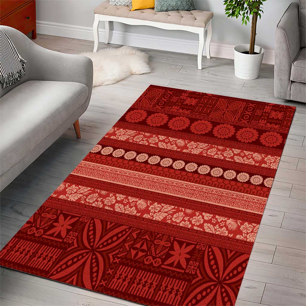 Fiji Marau na Kerisimasi Area Rug Red Tapa Masi Inspired Christmas - Polynesian Pride